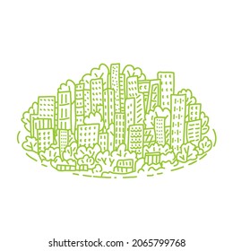 Isolated city metropolis in a doodle style. vector illustration isolated on white background