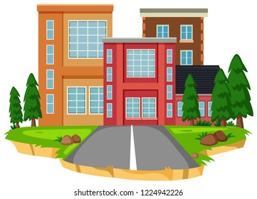 Isolated city town building illustration