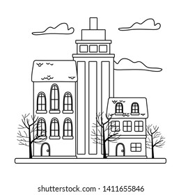 Isolated city and trees design