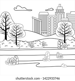 Isolated city and trees design