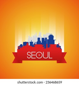 an isolated cityscape with famous places in seoul