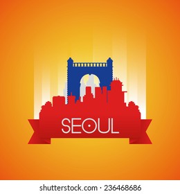 an isolated cityscape with the independence gate in seoul