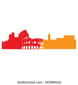 Isolated cityscape of Rome with the flag of Rome, Vector illustration