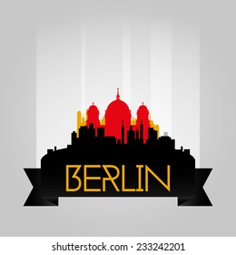 an isolated cityscape with the silhouette of the Berlin cathedral