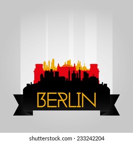 an isolated cityscape with the silhouette of the Reichstag building