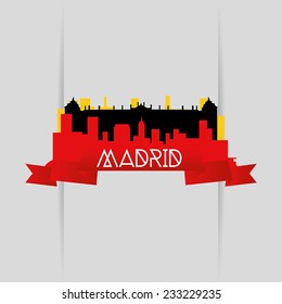 an isolated cityscape with the silhouette of the royal palace in Madrid