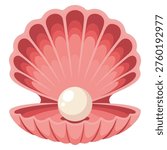 Isolated clam shell with pearl vector illustration suitable for sea theme luxury jewelry concept beach decoration and marine inspired creative artwork