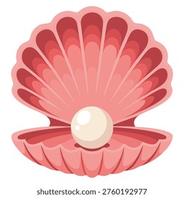 Isolated clam shell with pearl vector illustration suitable for sea theme luxury jewelry concept beach decoration and marine inspired creative artwork