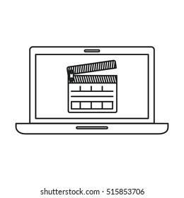 Isolated clapboard and laptop design