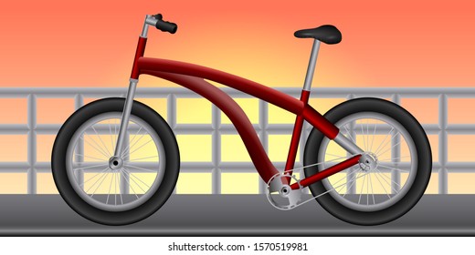 Isolated classic bicycle with a sunset background - Vector illustration