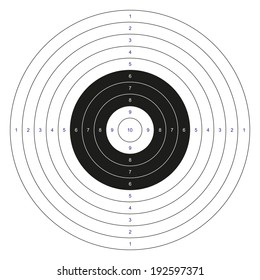 Isolated Classic Black And White Bulls Eye Target With Numbers