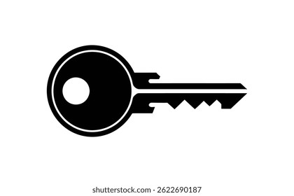Isolated Classic Door Key Silhouette on white Background Icon