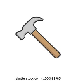Isolated claw hammer icon, Construction tool
