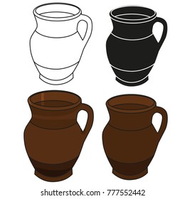 isolated clay pot, sketch