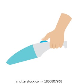 Isolated clean with vacuum cleaner activity home with hands icon- Vector