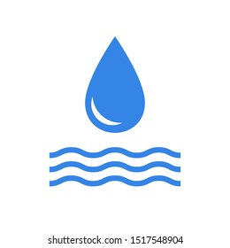 Isolated clean water blue drop icon with waves – stock vector