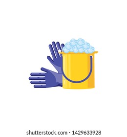 Isolated cleaning bucket and gloves design