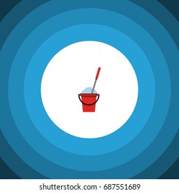 Isolated Cleaning Flat Icon. Bucket Vector Element Can Be Used For Bucket, Mop, Cleaning Design Concept.