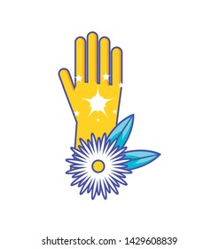 Isolated cleaning gloves and flower design