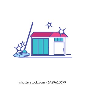 Isolated cleaning mop and house design