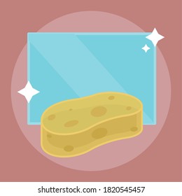 Icono de esponja de limpieza aislada. Icono de productos de limpieza - Vector