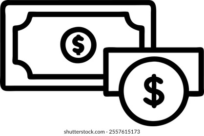 Isolated Clearance Icon and Dollar Bill Vector concept as A modern vector design featuring a clearance icon paired with a dollar bill both isolated on a white background. This design highlights cleara