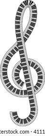 isolated clef created from piano keyboard