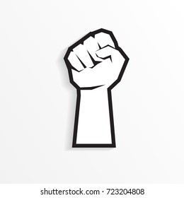 isolated clenched hand, treendy hand template with shadow