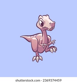 Isolated Clipart Cute Velociraptor for Sticker