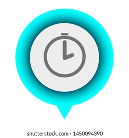 Isolated clock icon in a location pin - Vector