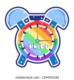 Isolated clock rainbow sticker vector illustration