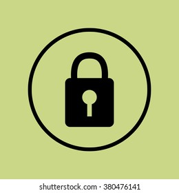 isolated closed lock icon on decorated background