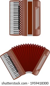 isolated closed and open accordion illustration