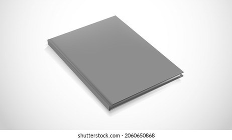 isolated closed realistic book. 3d blank paper magazine closeup close document mockup. Empty literature pages. White or gray copybook or note with sheets. Education theme