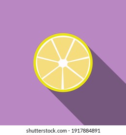 isolated closeup of a slice of lemon on a white background