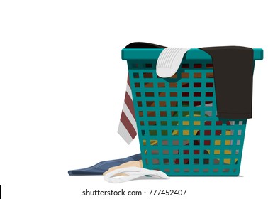 Isolated  Clothes in the basket on transparent background
