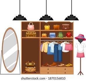 Isolated clothes in the closet illustration