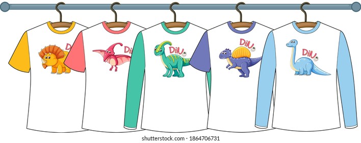 Isolated clothes on the rack display illustration