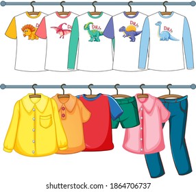 Isolated clothes on the rack display illustration