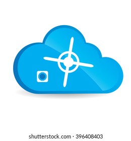 Isolated cloud with a camera icon on a white background