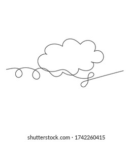  Isolated, Cloud Continuous Line Drawing, Sketch