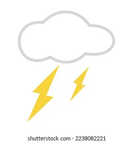 Isolated Cloud With Lightning Vector Icon, Emoji, Emoticon