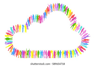 Isolated Cloud made of Vector Silhouettes 