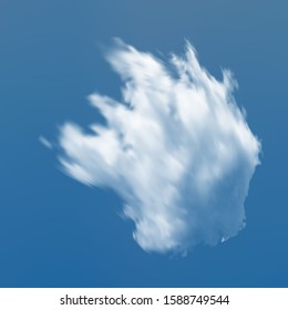 Isolated cloud on a blue sky background. Light template with soft smooth colors. Atmosphere, vector illustration. White realistic natural and transparent cloud. Thundercloud or smoke.