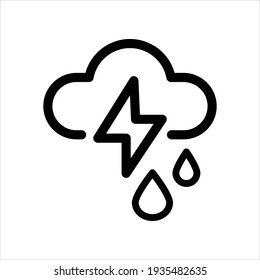 Isolated cloud rain and thunder line design. Modern weather icon. Flat vector icon symbols. Storm Icon. Rainstorm symbol for your web site design, logo, app, UI. Thunder Line Icon Vector
