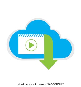Isolated cloud with a video icon on a white background