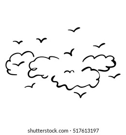 Isolated clouds and birds design