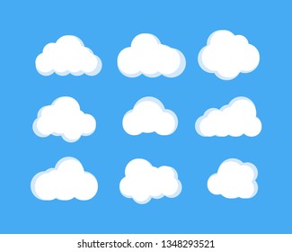 isolated clouds icons. cloud icons in trendy flat design on blue background. Eps10