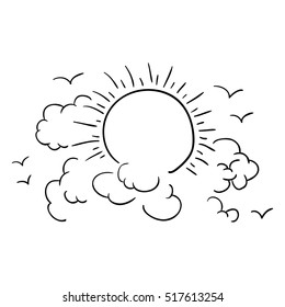 Isolated clouds and sun design