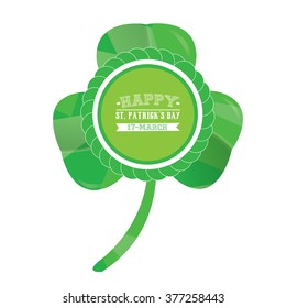 Isolated clover with a banner with text for patrick's day